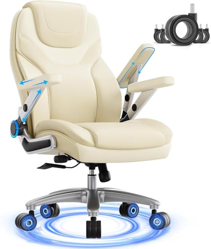 Image of Big and Tall Office Chair with 5D Arms, Fabric & PU Leather Heavy Duty Desk Chair, Adjustable Lumbar Support & Height, Tilt Function, High Back Ergonomic Executive Computer Chair