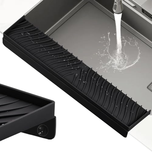 TIKNIK Kitchen Sink Splash Guard with Suction Cup, Silicone Sink Edge Protector Water Splash Guard, 4