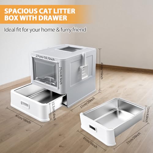Bac à litière recouvert de métal Homegroove durable gris