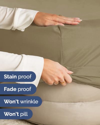 Image of Extra Deep Flex Top Split Head King Fitted Sheet - Hotel Luxury Single Fitted Sheet Only - Easily Fits 18 inch to 24 inch Mattress - Ultra Soft, Wrinkle Free w /Extra Deep Pockets - Khaki