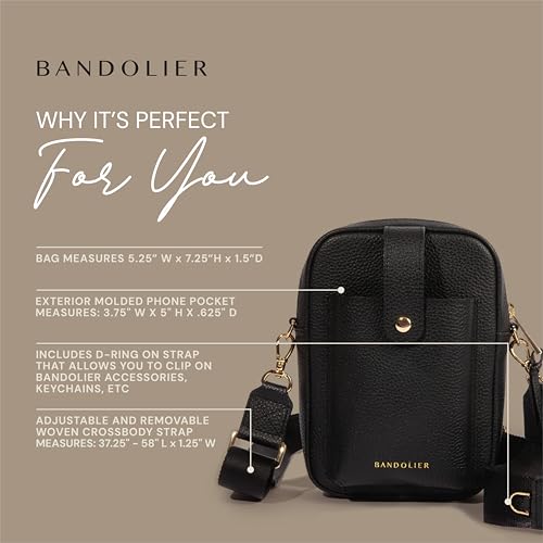 Bandolier Dillon Bag Crossbody | Stylish Pebble Leather Bag | Adjustable Strap, Exterior Slip Pocket | Small Bags for Women2