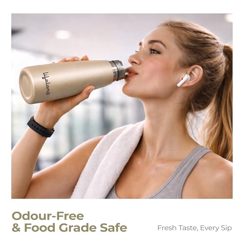 Image of Lifelong 900ml Stainless Steel Water Bottle Pack of 3 | Leak-Proof & Durable | Easy to Clean | Odour-Free | Rust-Free Build, Secure Cap & Easy Grip | Ideal for School, Office, Travel & Gym (Beige)