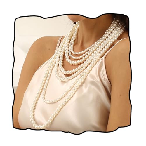 Long Pearl Necklace Layered Pearls Necklace and Earrings Set Pearl Body Jewelry