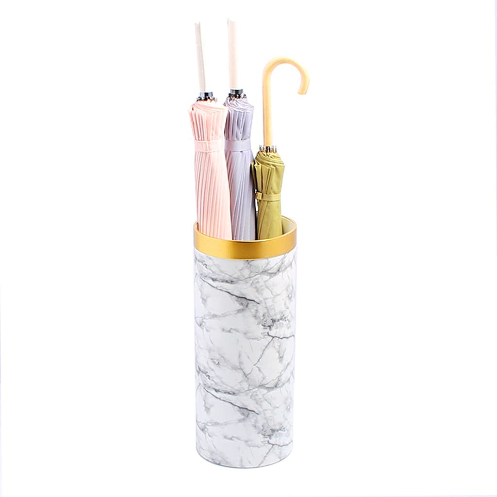 Porte-parapluies en PVC aspect marbre blanc de 20 cm pour entrée