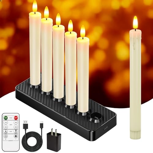 Velas cónicas recargables LED HL sin llama con base de carga pack de 6