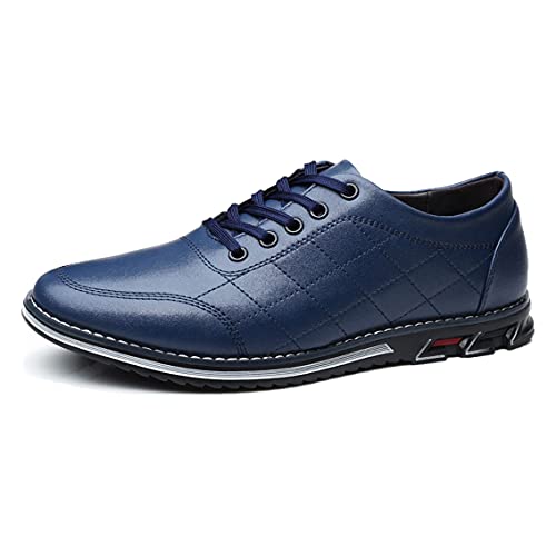 Image of Veslexth Men Casual Driving Sneakers Loafers Breathable Comfort Walking Wing Tips Lace Up Luxury Leather Shoes for Male Business Work Office Dress Outdoor
