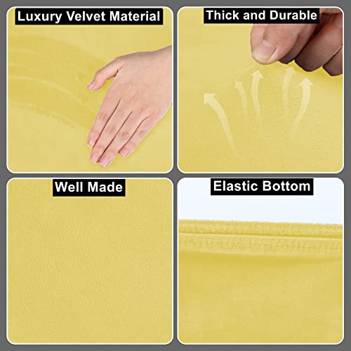 Stretch Velvet Toilet Lid Cover and Toilet Tank Lid Cover, Bathroom Super Soft Toilet Lid Cover Set Luxury Velvet Plush, with Elastic Bottom, Machine Wash, Yellow