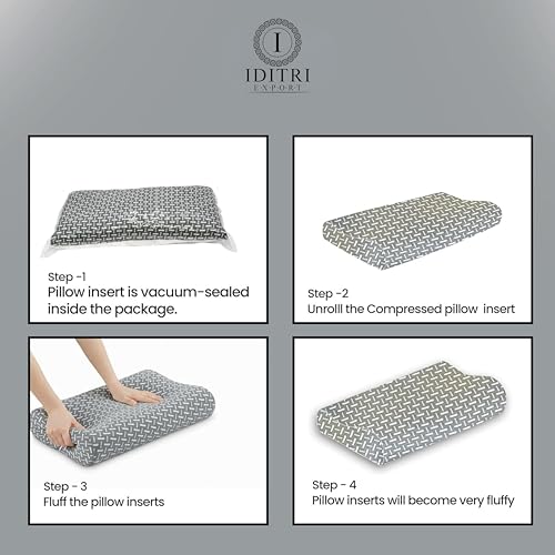 Image of Slow Rebound Pillow Set of 2, Memory Foam Therapy Pillow for Sleeping, Ergonomic Contour Support for Side and Back Sleepers, Removable Cover, Grey, 48 x 30 x 6 to 9 cm Home Comfort
