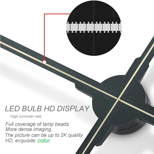 3d hologram fan 45cm 177 in 4-blade hd led spinning holographic projector display transparent compact for retail advertising and home decor