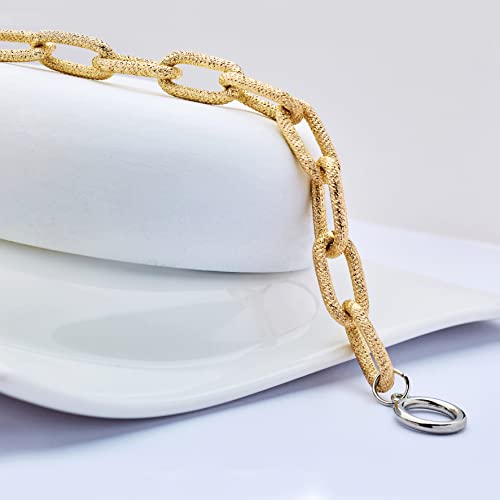 Image of 14K Gold-Silver-Rose Gold Filled Twist Link Bracelet, Paperclip Oval Link Bracelet, Bold Chain Bracelets, Retro Style Chain Bracelet, Chunky T-Bar Bracelet with Gift Box