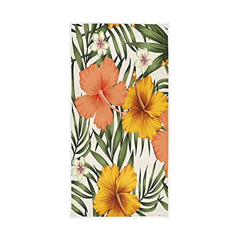 Ffyho Exotic Hibiscus Flowers Soft Hand Towels 30X16,Decorative Summer Palm Leaves Tropical Fingertip Kitchen Dish Towels Washcloth For Bathroom, Hotel, Gym And Spa #TOP9