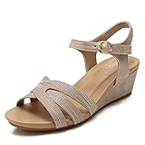 Catarry Women Retro Roman Cutout Wedge Sandals Soft Casual Walking Buckle Strap Sandals