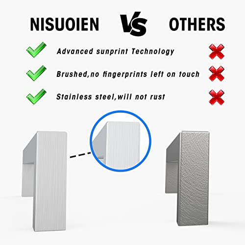 Nisuoien 30 Pack Brushed Nickel Cabinet Pulls 6 1/4 Inch Hole Center Kitchen Cabinet Handles - Square Dresser Handles Stainless Steel Drawer Pulls #TOP1