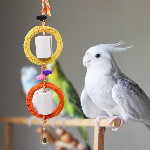 Image of Bird Chewing Toys, Parrot Shredding Toys, Vine Ring Toy with Machine Paper, Bird Cage Accessories, Suitable for Small and Medium Birds Parakeets Cockatiels Conures Budgie Lovebirds