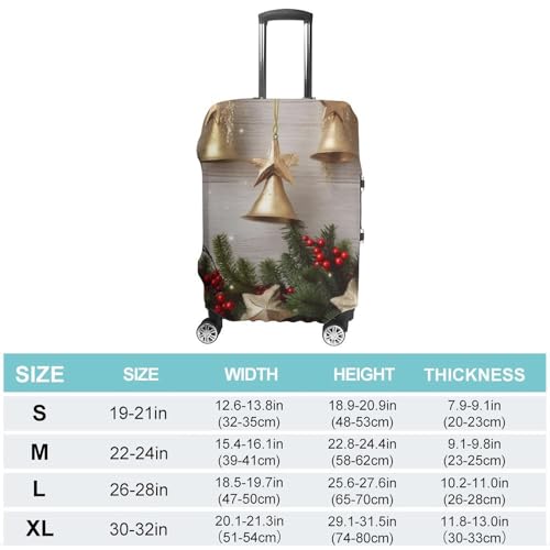 Christmas Tree And Bells Printed Luggage Cover Protector, Fits 18-32 Inch Luggage2
