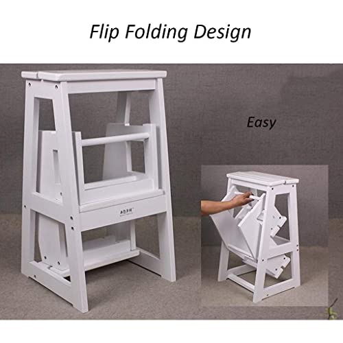 Taburetes escalonados de cocina estante de pie y escalera plegable de madera resistente 300 LB 3