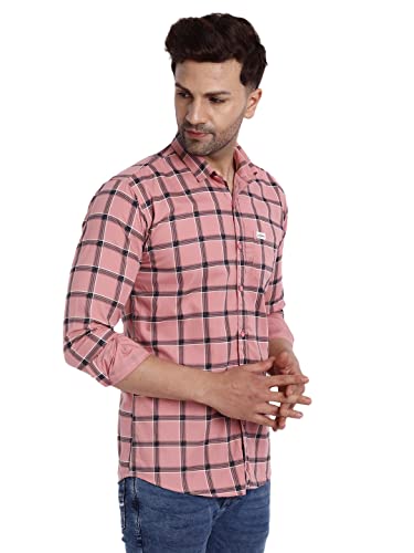 Image of Majestic Man Slim Fit Cotton Casual Check Shirt for Men