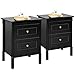 Yaheetech Table de Chevet Lot de 2 Table de Nuit en Bois avec 2 Tiroirs Pieds en Bois Massif 48 x 40 x 61 cm Table d'Appoint avec Finition Peinte Noir