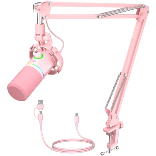 MAONO Micro Dynamique XLR (Rose, Micro avec Bras)