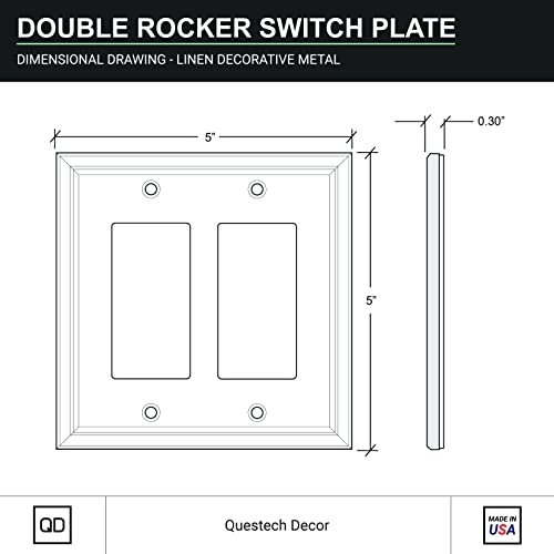 Questech Décor Double Rocker Light Switch Cover, 2-Gang Electrical Wall Plate, Double Switch Standard Size Gfci Receptacle Cover, Decorative Linen Texture, Oil Rubbed Bronze Finish #TOP5