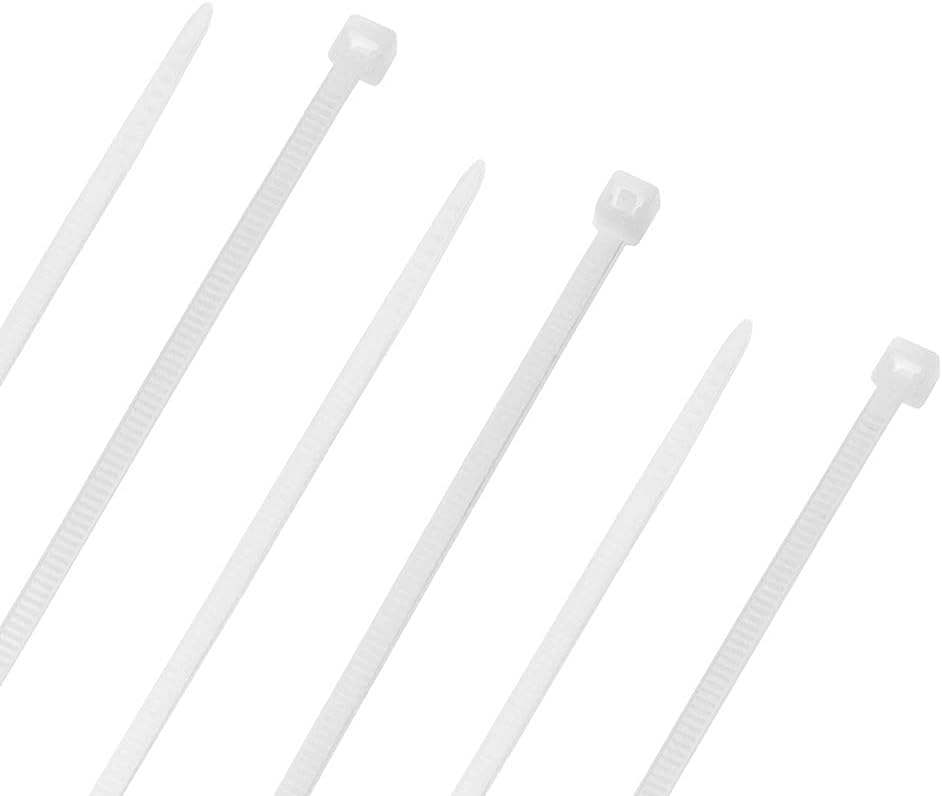 8-Inch Nylon Cable Ties, White, 18 lbs, 100 Pack