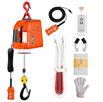 3 in 1 Electric Hoist Winch 1540LBS Portable Electric Winch 16ft/min Manual Cable Wireless Remote Control, 41ft Portable Power Electric Lift for Lifting Small Engines, Bicycles, Groceries