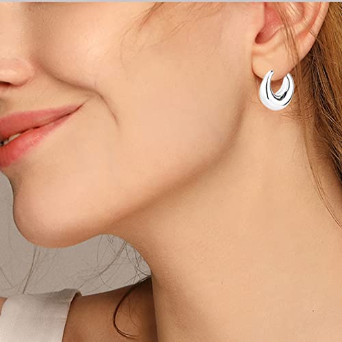 6 Pairs 14K Gold Hoop Earrings for Women Lightweight Chunky Hoop Earrings Multipack Hypoallergenic, Thick Open Twisted Huggie Hoops Earring Set Jewelry for Gifts.2