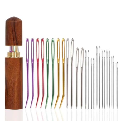 KaiserNgu 26PCS Yarn Needles Large Eye Tapestry Needles for Crochet Repair Blunt and Sharp Darning Needles with Solid Wood Case