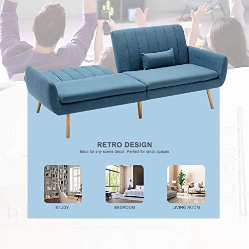 image for SMUG Futon Sofa Bed, Fabric Couch Convertible Folding Recliner Futon M