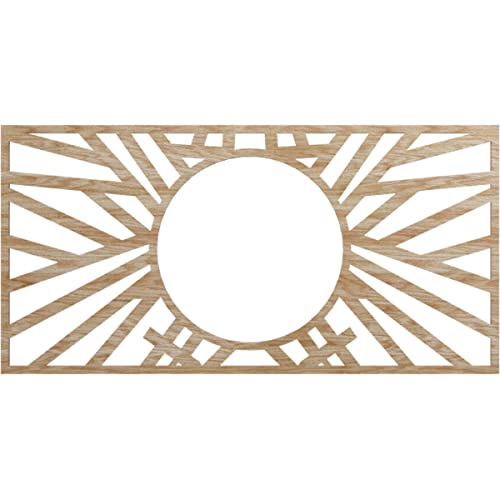 Ekena Millwork 32"W x 16"H x 11 7/8"ID x 1/4"T Hoover Wood Fretwork Pierced Ceiling Medallion, Red Oak