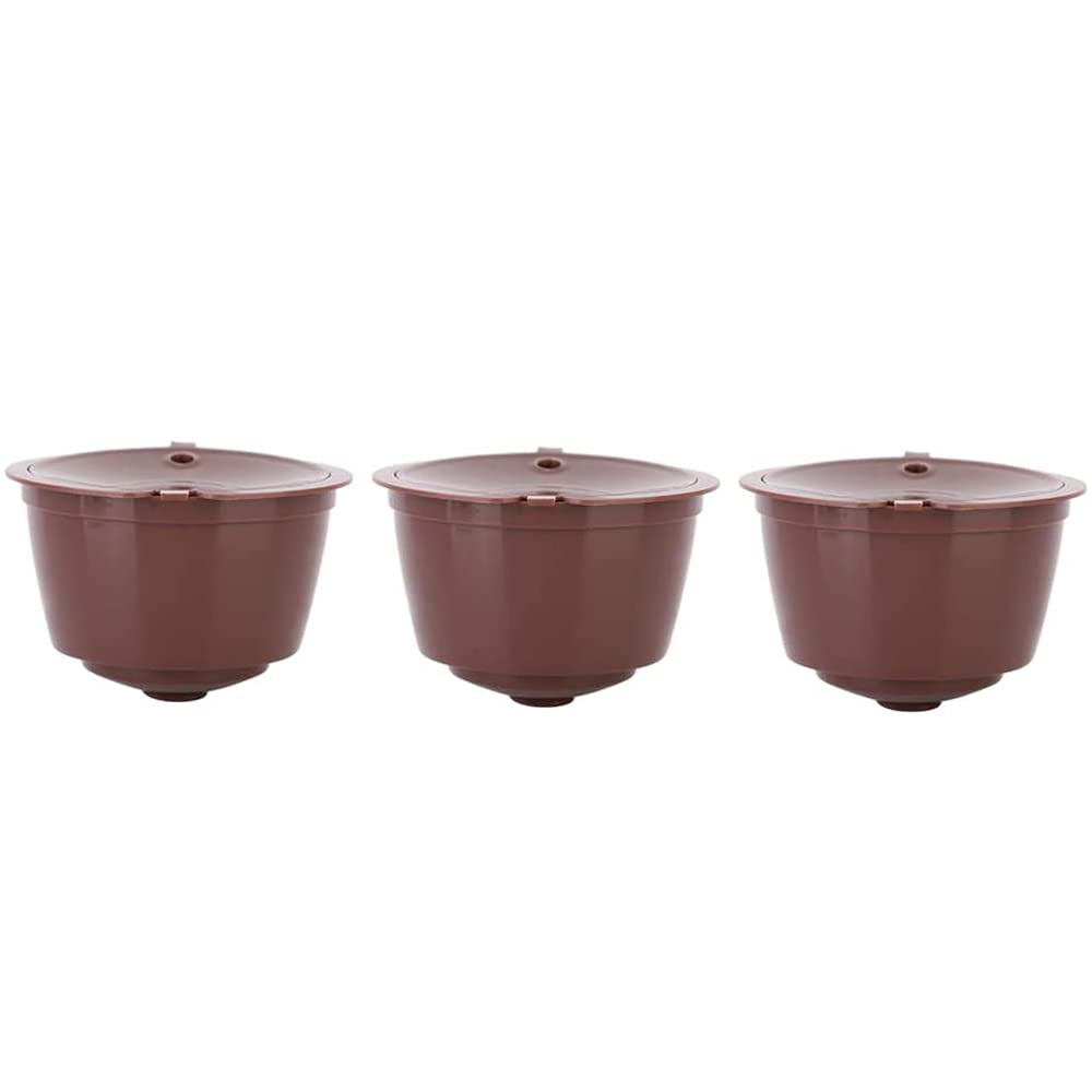 CENPEK 3pcs Coffee Capsule Filter, Reusable Coffee Capsules Coffee Cup Pods Filter Coffee Percolator for D-o-l-c-e G-u-s-t-o Nes-cafe for Home Kitchen Office Outdoor Use (Brown)