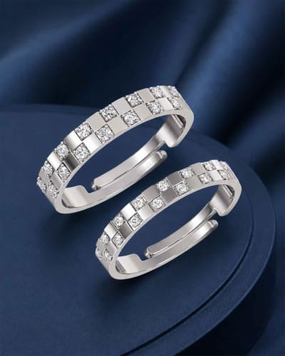 Image of Clara 925 Sterling Silver Adjustable Couple Ring for Men & Women