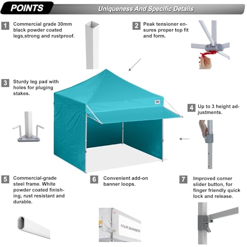 Image of ABCCANOPY 10x10 Commercial Pop up Canopy Tent with Awning Sidewall