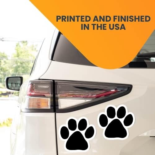 Image of Black Pawprint Pup Car Magnet 5 Inch 2 Pack, Dog Lover Gift | Heavy duty magnetic decal for car, truck, SUV or fridge, full color UV printed