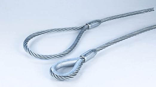 Saifpro Heavy Duty Single Body Wire Rope Slings (Thimble To Eye) (10 Feet, 3/8