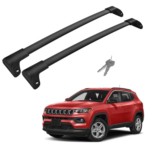 Flycle Roof Rack Thick Aluminum Crossbars For 2018-2024 Compass, Cargo Bars Load Capacity 220Lbs,Anti-Theft Lock Fit Luggage Luggage Kayaks Bicycles Snowboard Canoe Carrier Cargo Bag cover