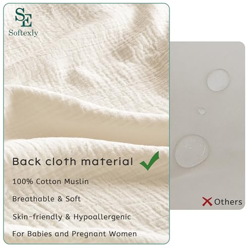 SE SOFTEXLY Muslin Duvet Cover Queen Size, 100% Washed Cotton Duvet Cover Set, Ultra Soft Comforter Cover Linen Like, 3 Pieces Minimalist Gauze Duvet Cover with 2 Pillowcases, 90"x90", Off-White