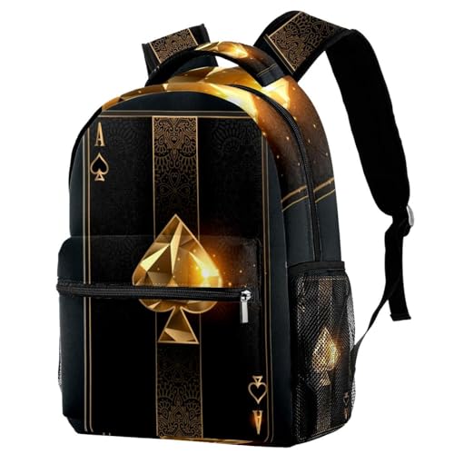 Sac à dos d'école pour adolescentes avec motif de carte de poker As de pique stylé