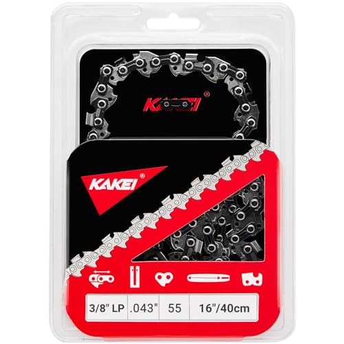 KAKEI Chainsaw Chain 16 Inch 3/8 LP Pitch .043 Gauge 55 Drive Links- 61PMM3 55 Fits Stihl MS170 MS171 MS180c - 36100050055 R55 (1 Chain) - Semi Chisel
