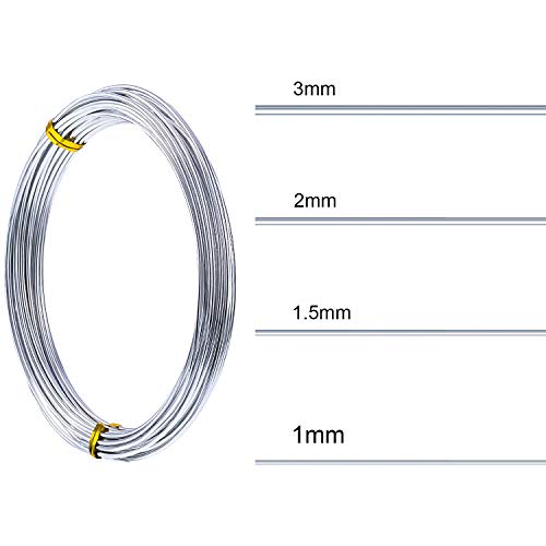 Image of TecUnite Aluminum Craft Wire for Sculpting Armature Bendable Craft Wire for DIY Jewelry Making (1 Roll,Silver,10 M x 1 mm)