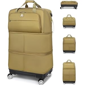 Reisbagagetassen met rem spinner wielen voor mannen 134L opvouwbare extra grote reiskoffer lichtgewicht opvouwbare plunjezak uitbreidbare zachte koffer voor vrouwen en niet omvallen