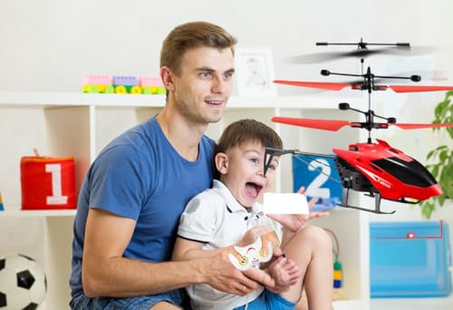 Image of Toy Plastic Helicopter Remote Control Helifor 6 + Years Boys Indoor and Outdoor Helicopter, Palm Sensing Helicopteer with led Lights (Pack of 1) (RED)