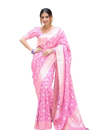 Image of C J Enterprise Women's Pure Kanjivaram Soft Silk Saree Banarasi Style Sarees For Wedding With Blouse Piece (Pari-165)