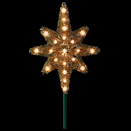 21" Gold Lighted Star Of Bethlehem Christmas Tree Topper - Clear Lights #TOP1