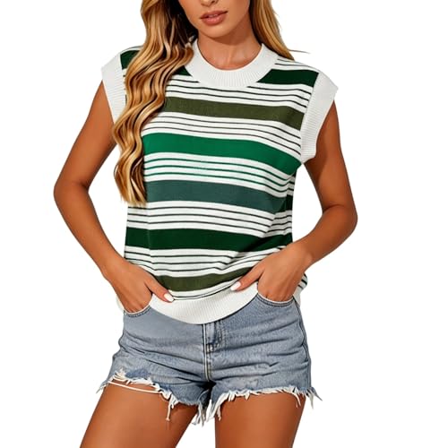 Top de punto para conjuntos de verano y otoño con cuello redondo