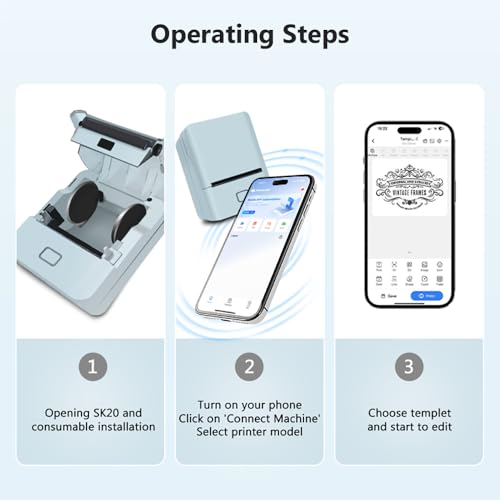 Image of KAYSIO SK20 Label Maker Machine with Tape - Bluetooth Thermal Label Printer,Barcode Label Printer Use for Office,Home Include Three Thermal Labels(Blue)