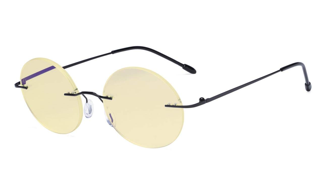 Eyekepper Titanium Rimless Orange Tinted Lenses Computer Reading Glasses Readers Men Women