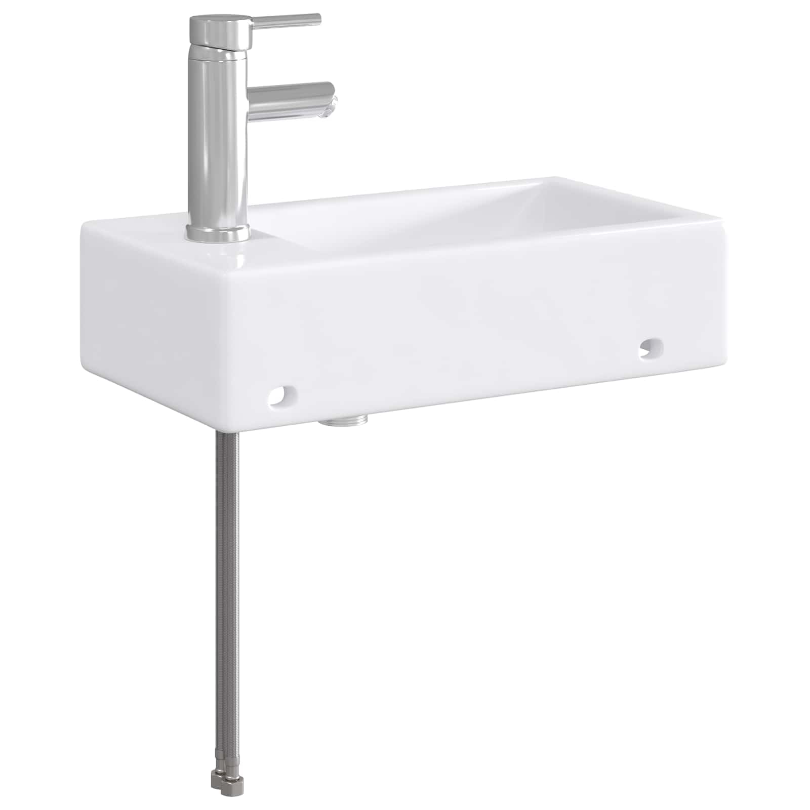 Mangloder Waschbecken fürs Badezimmer Chrom Metall 45,5 x 25,5 x 13 cm mit Wasserhahn Abfluss korrosionsbeständig ideal für Waschtisch Unterschrank Badmöbel Moderne Aufsatzlösung
