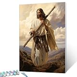 Aihonmin Jesus is on The Mountain Digital Painting Paint by Numbers Kit for Adults Acrylic Oil Painting Set Painting for Beginners Religion Spiritual Drawing Wall Decor Gift 16x20 in (Frameless)
