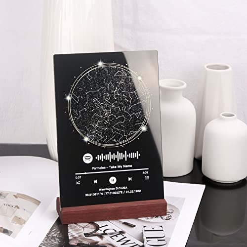 Personalisierte Spotify Plakette Sternenkarte - Custom Star Constellation Map, Acryl Musik Song Plakette mit Datum Standort Scannable Spotify Code für Lover Paar Freund Freundin Familie von iDIY Cover